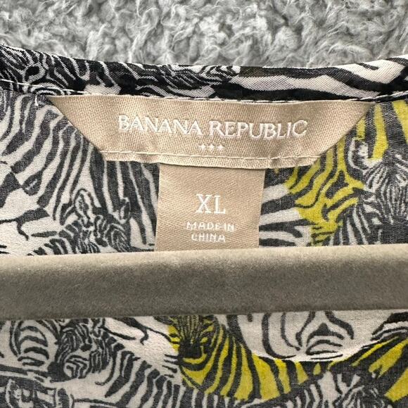 Banana Republic Women's XL Sheer Zebra Print Blouse Long Sleeves Flowy Safari - Picture 5 of 9